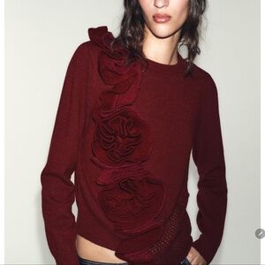 ZARA FLORAL KNIT JUMPER SIZE L